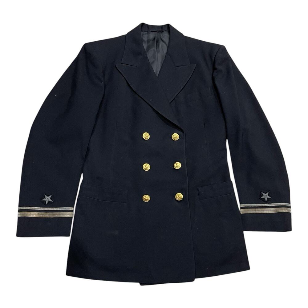 Gimbel Brothers Black 38R Captains Jacket Navy Officer Uniform Admiral Captain
